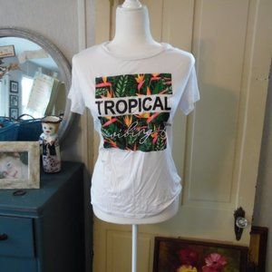 NWT Beachy "Tropical Vibing" Floral Crewneck Tee L